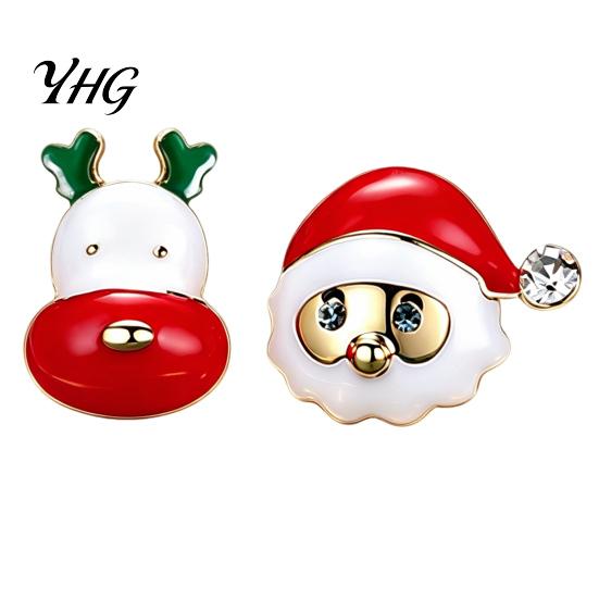 Christmas Gift for Her 1 Pair Stud Earrings Women, Cute Enamel Santa Unique Xmas Party Accessories Claus And Reindeer Earrings, Holiday Jewelry Gifts