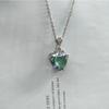 Colorful Heart-Shaped Imitation Tourmaline Love Pendant Necklace, European and American Style, Platinum-Plated Gemstone.