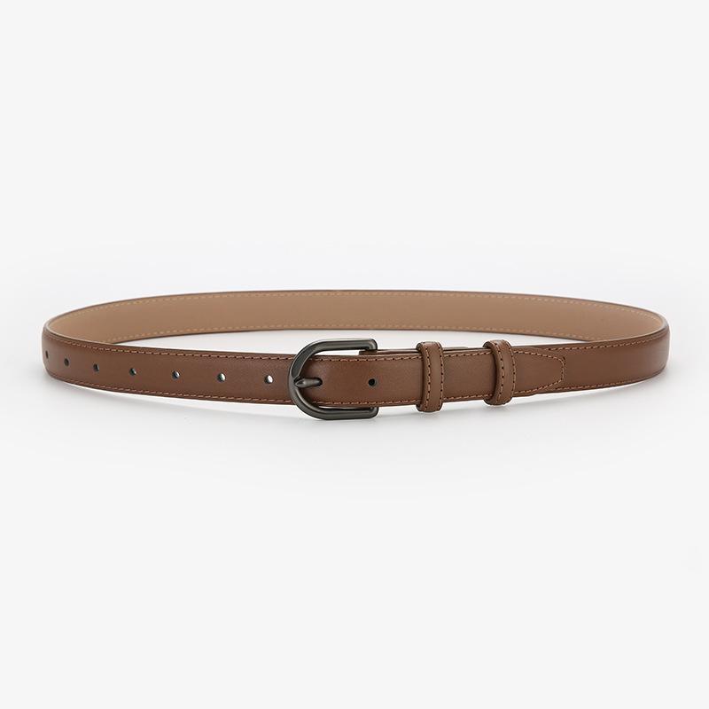 Women's Designer Versatile Black Leather Belt - Genuine High-Grade Cowhide, Unisex, Perfect for Jeans.