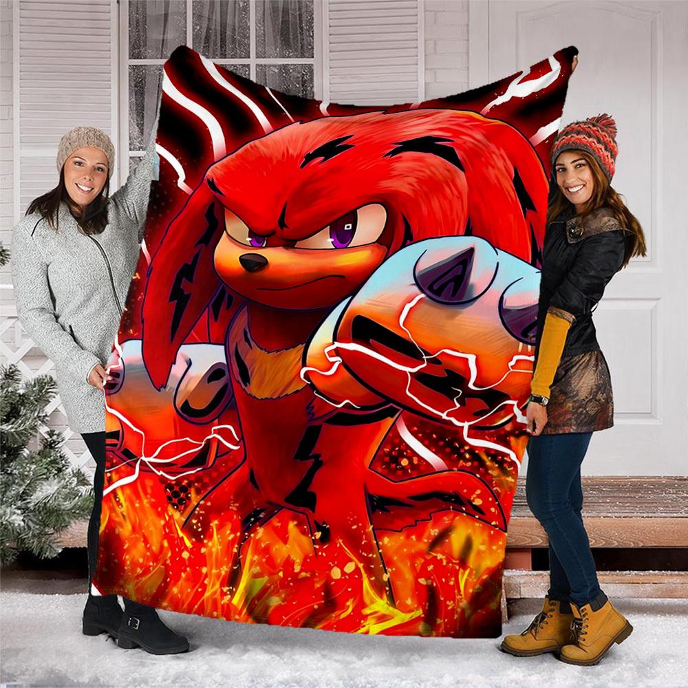 1 pezzo Coperta di flanella personalizzata Sonic per esterni, Morbida, Leggera coperta di flanella personalizzata, Stampa digitale,