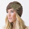 Crystal Beaded Flower Knit Headband For Women Winter Wool Ear Warmer Hairband Turban Headwrap Hair Accessories Bandeau