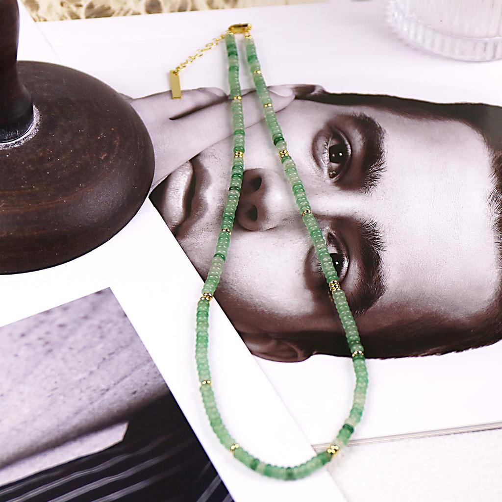 2025 Spring Retro Green Donglin Beaded Necklace for Women - Light Luxury, High-End, New Chinese Style
