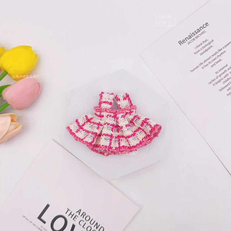 17Cm Labubu Dolls Clothing Cute Mini Plush Doll'S Clothes The Monster Outfit Accessories Pearl Mini Pink Princess Dress