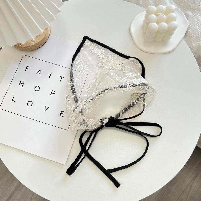 French Lace Scarf Triangular Binder Hair Band Photo Travel Photography Versatile Headdress Seaside Thin Scarf Shawl