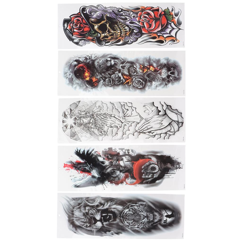 5 Pcs Large Arm Tattoo Sticker Temporary Waterproof Fake Tattoos Stickers for Women Men