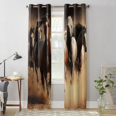 Disegno Artistico Di Una Mandria Di Cavalli Tende Da Finestra Per Soggiorno Lussuoso Arredamento Camera Da Letto Tendaggi Trattamenti Per Finestre Da Cucina Tende
