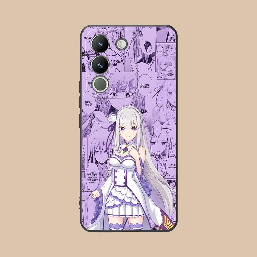 ReZero Emilia Waifu Mobile Phone Case for VIVO V60 V50 V40 V30 V29 V27 V25 V23 Pro Lite 5G Colorful Printing Cover Pretty Luxury