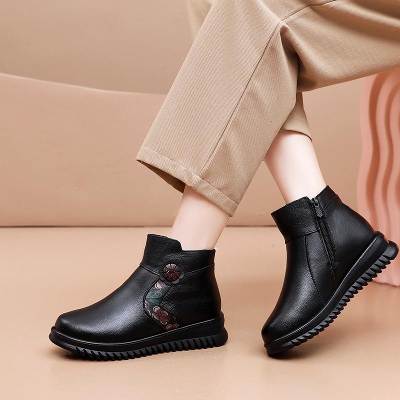 Women Winter Boots Ladies Non Slip Plush Fur Keep Warm Ankle Boots Women Boots Flat-Bottom Comfortable Casual Cotton Shoes