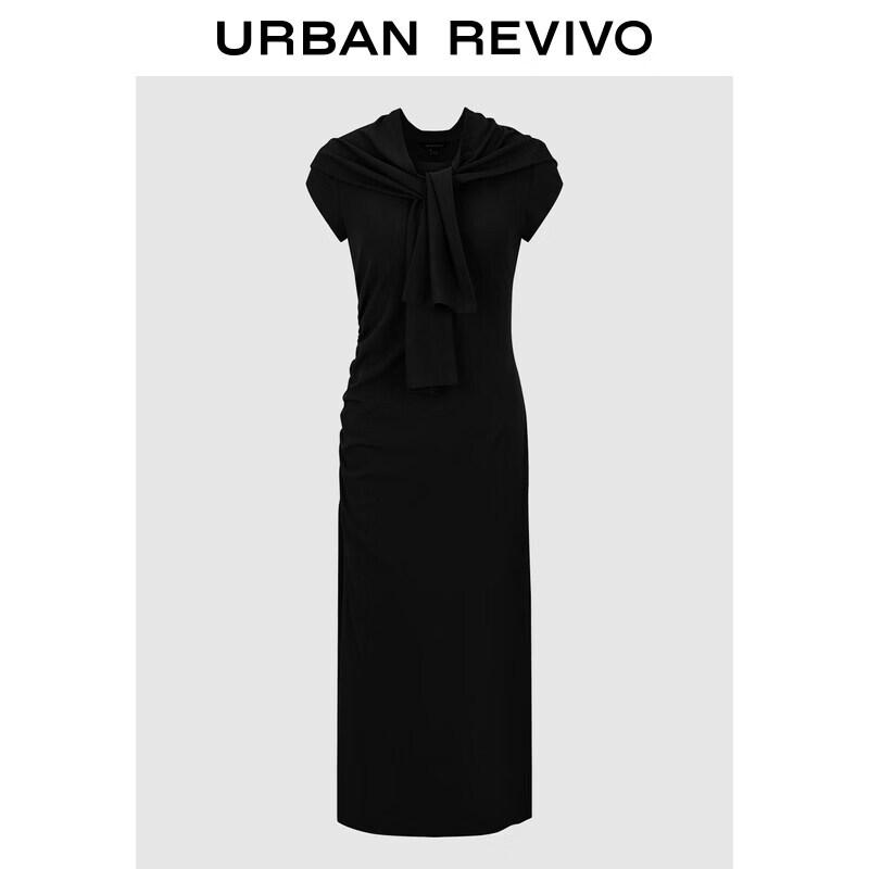 

UR 2026 Women s Spring Elegant Pleated Tie-Waist Dress XS