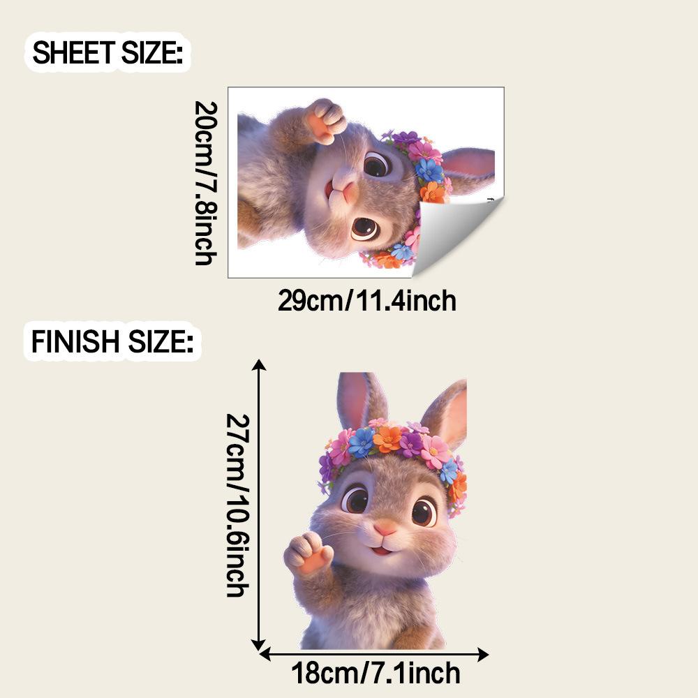 

Cartoon Painted Rabbit Static Cling Window Sticker Outdoor Balcony Glass Removable UV Resistant Self-Adhesive Home Decor Art 20x29cm разноцветный