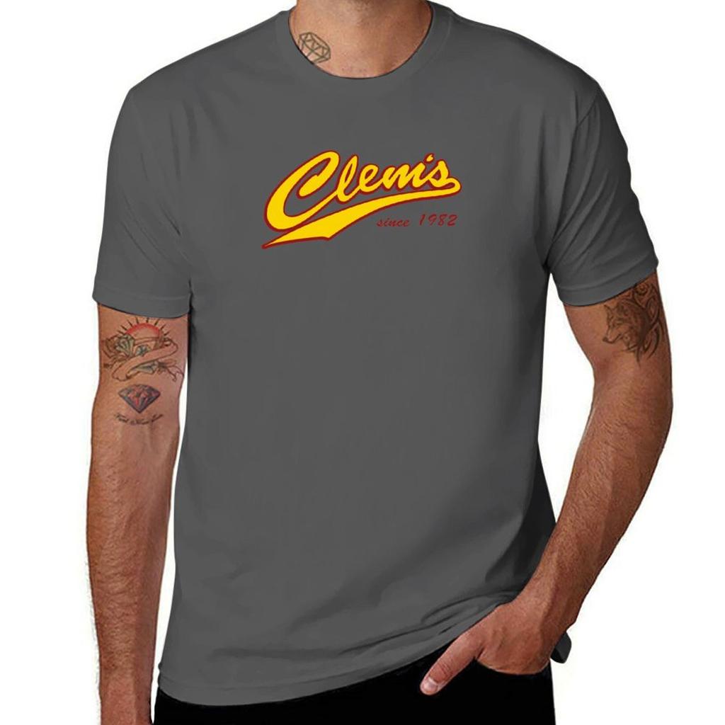 Clem's Hühnchen T-Shirt Aktiver Sport Kurzarm Baumwollhemd