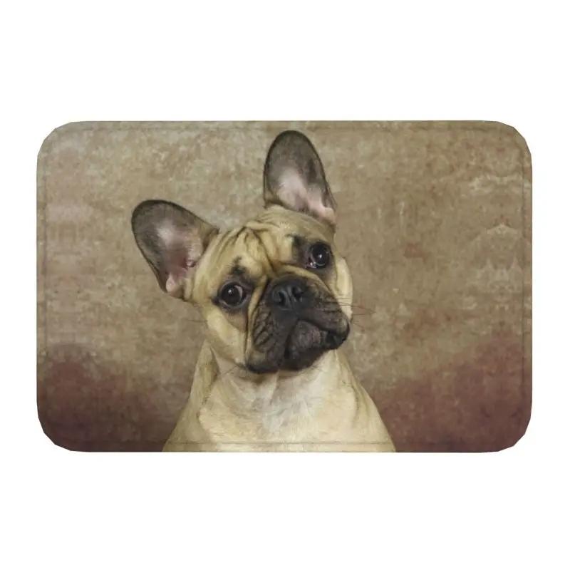 French Bulldog Door Mat with "NOPE" Funny Pattern Non-slip Entrance Rug for Home Decor Dog Lovers Collection