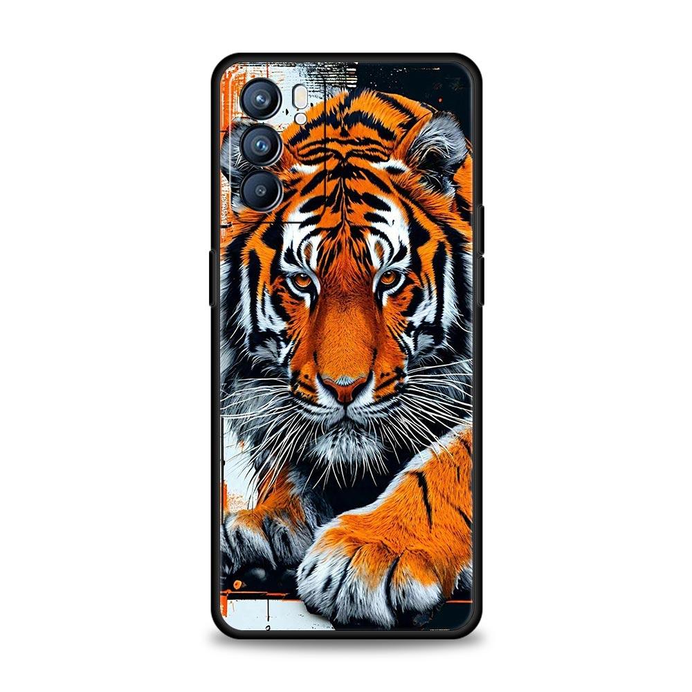 Phone Case Cover For Oppo A17 A31 A54 A57 A78 A79 Find X5 X6 Reno 7 8 10 11 12 13 F Pro 5G Soft TPU Shell Cartoon Tiger Pattern
