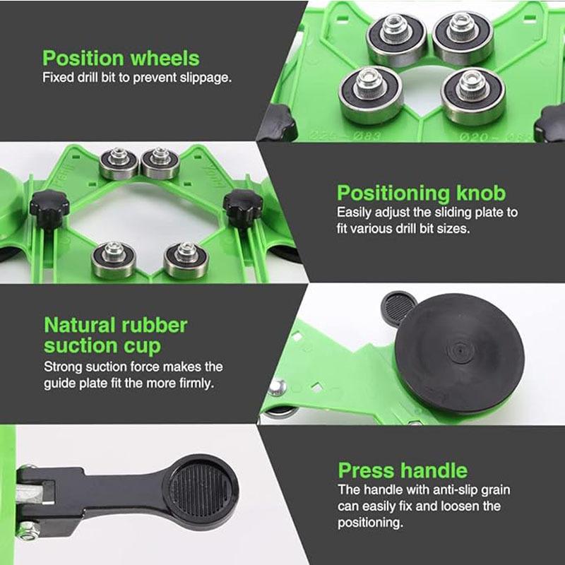 Verstellbarer Fliesenlochschneider Zentrieranschlag Halter Vorrichtung für Keramik, Fliese, Glas(Doppelter Griff) Fliesenlochbohrer