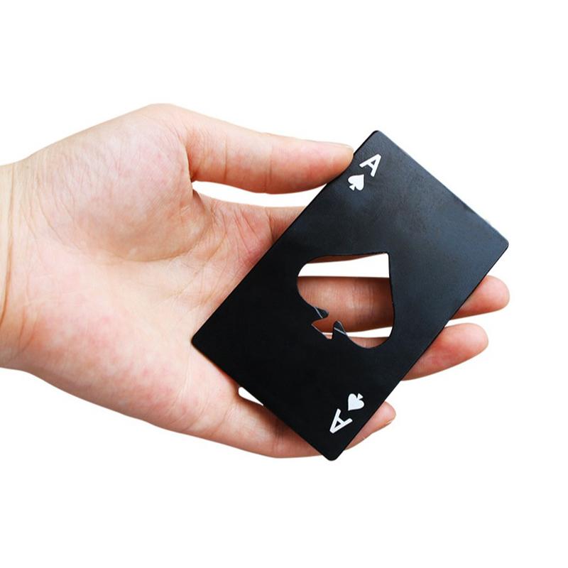Black Poker Card Beer Bottle Opener Personalized Stainless Steel Credit Card Bottle Opener Card of Spades Bar Tool 8.5cm*4.5cm