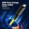 RGB 3-in-1 LED Multi Charging Cable 8Pin USB 3N1 RGB Light Gradual 6A Fast Charging 8pin Micro USB Type-C Data Cord