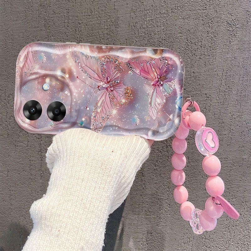 Realme Note60 Mobile Phone Case Cream Pattern White Crystal Butterfly