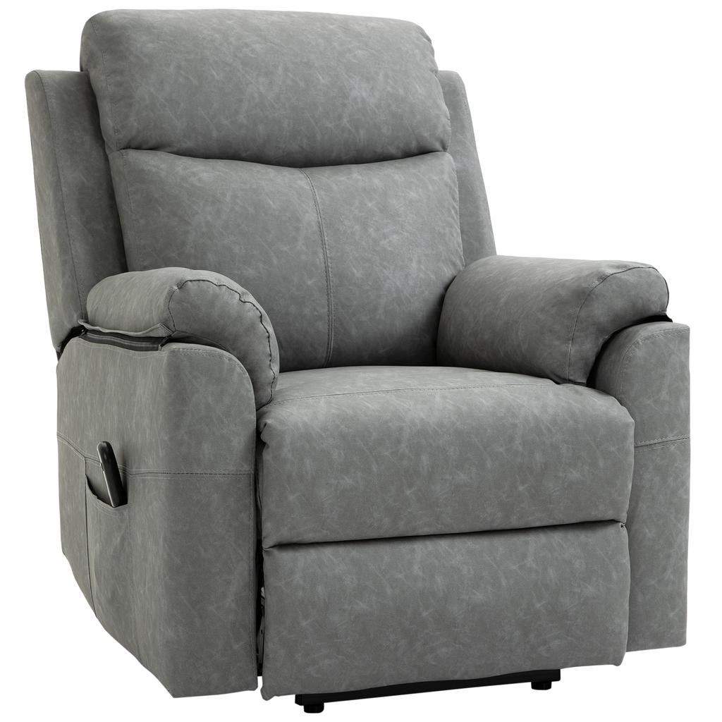 Faux Leather 70 Degrees Electric Riser Recliner Chair - Grey