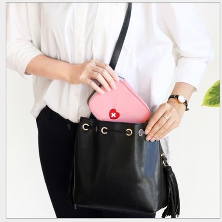 Korea Travel Heart-Shaped Portable First Aid Medicine Bag - Cute and Compact
