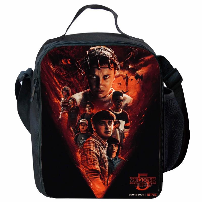 Stranger Things 5 Lunch Bag: Cartoon Picnic Bag for Primary Students with Ice Pack