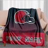 1PC Custom Name Football Helmet Flannel blankets Patterns Throw Blanket All-Season Soft Gift for Couch, Bed, Camping gifts
