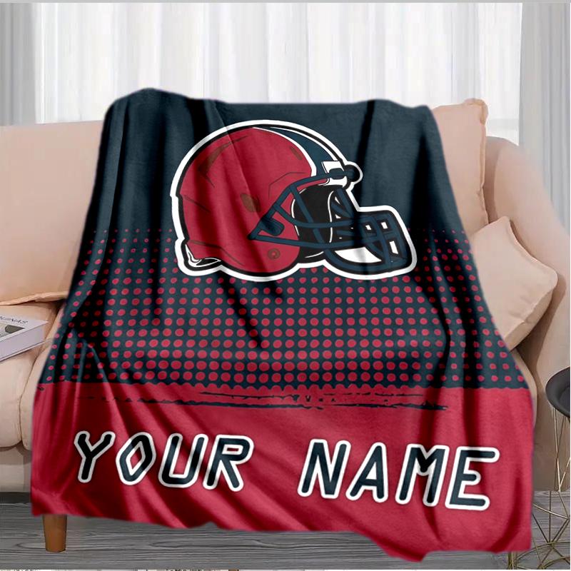 1PC Custom Name Football Helmet Flannel blankets Patterns Throw Blanket All-Season Soft Gift for Couch, Bed, Camping gifts