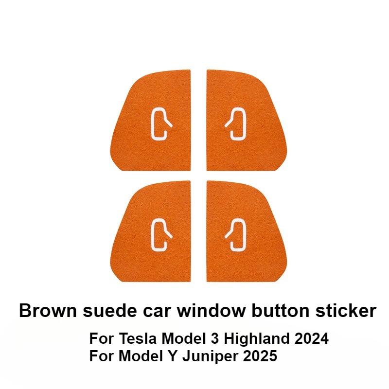 4PCS Car Door Switch Button Panel Cover Sticker For Tesla Model 3 Y Juniper 2017-2026 Car Interior Decoration Car Accessories