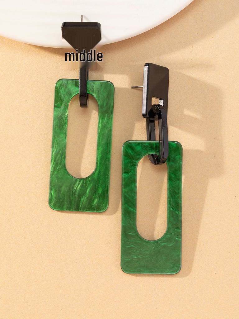 Geometric Rectangle Earrings: Chic European & American Style Studs for Fall/Winter