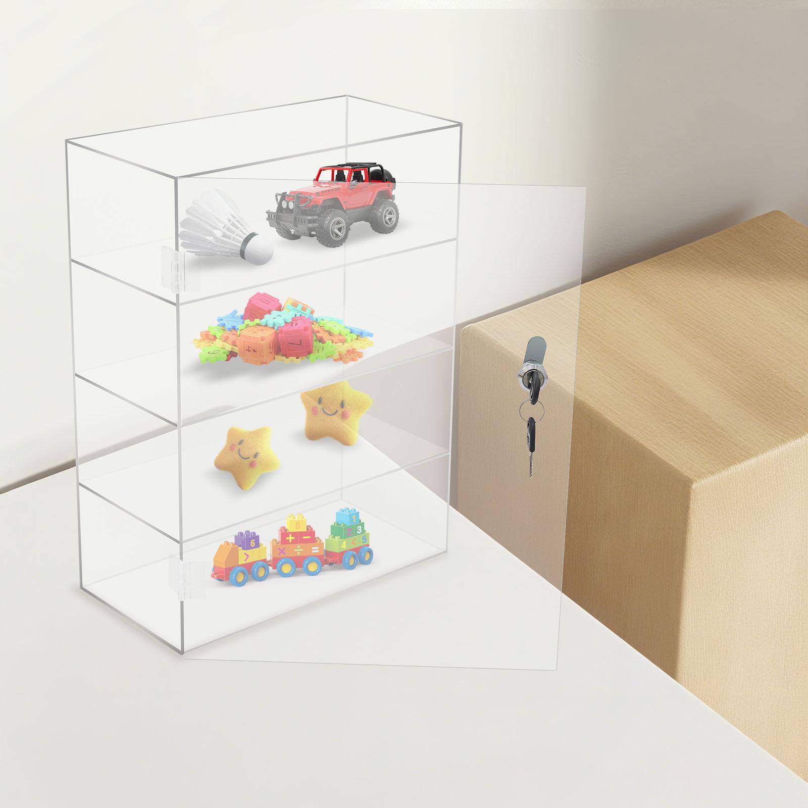 4-ярусная акриловая витрина с замком, современный прямоугольный шкаф-витрина с лазерной резкой, настольная многоярусная полка для коллекций