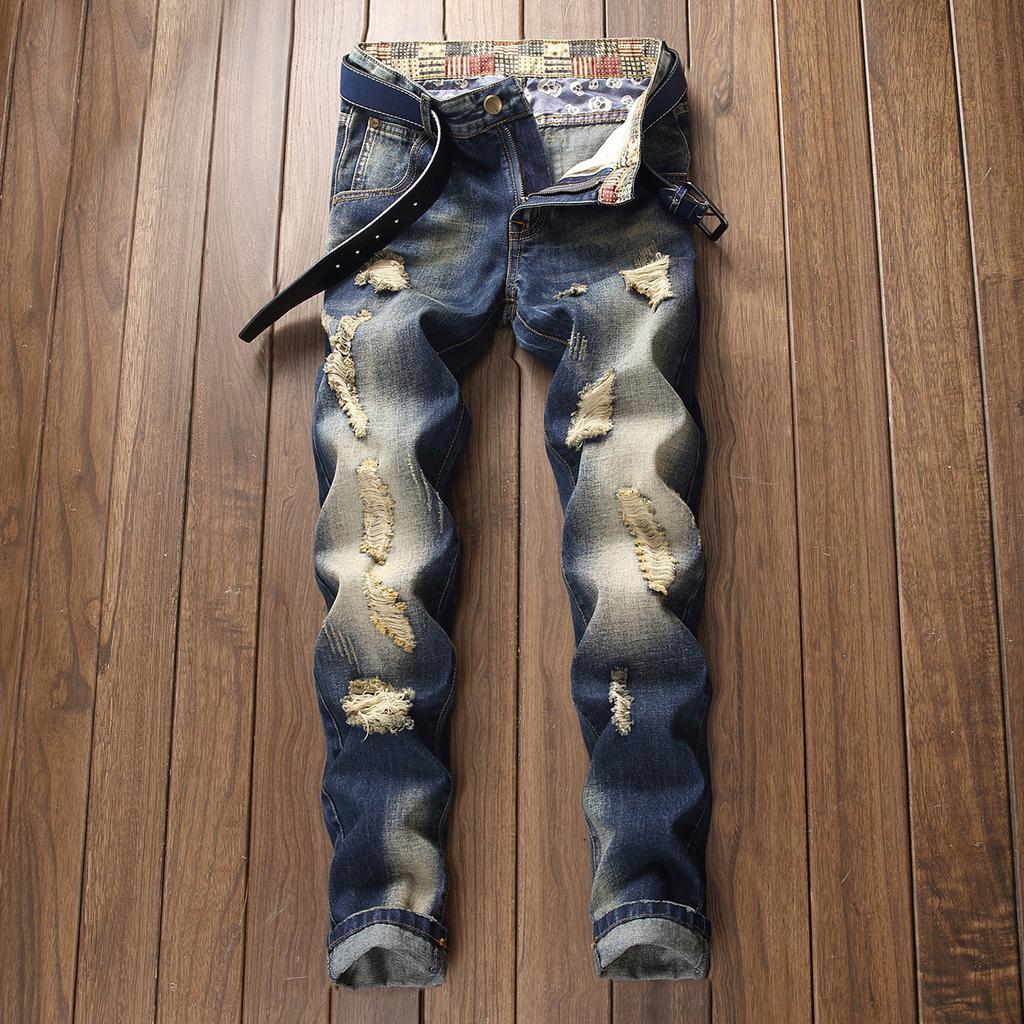 2024 Nuovi Jeans Larghi Nostalgici Moda Lavati Gioventù High Street Piercing Trendy Marca Pantaloni Denim