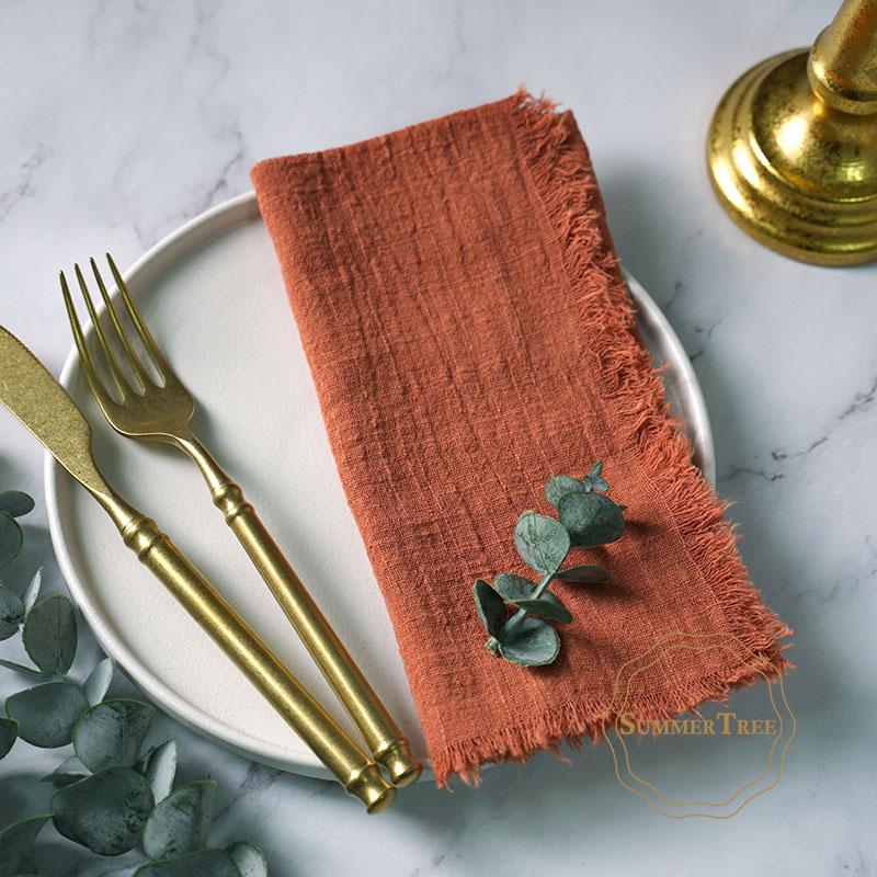 20PCS Napkins 41x41CM Cotton Cloth Gauze Retro Burr Rustic Kitchen Tea Towel Wedding Party Dinner Christmas Napkin Table Decor