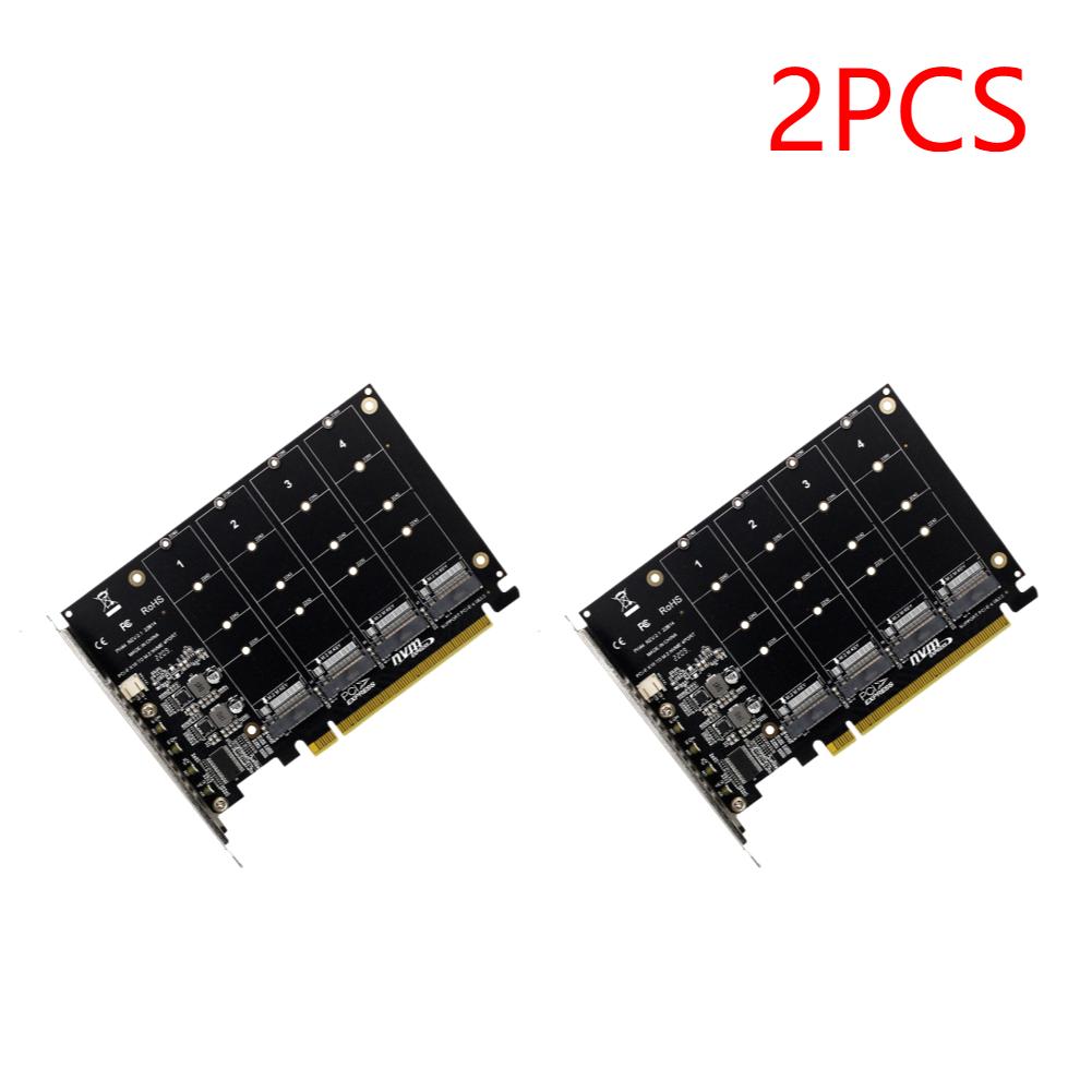4 Port M.2 NVME SSD To PCIE X16 Reader Expansion Card 4X32Gbps Host Controller Expansion Card PCIE Split/PCIE RAID LED Indicator