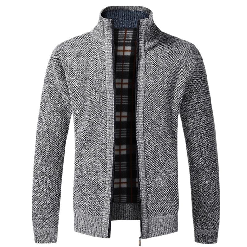 Heren Middellange Gebreide Velours Cardigan Trui voor Herfst/Winter