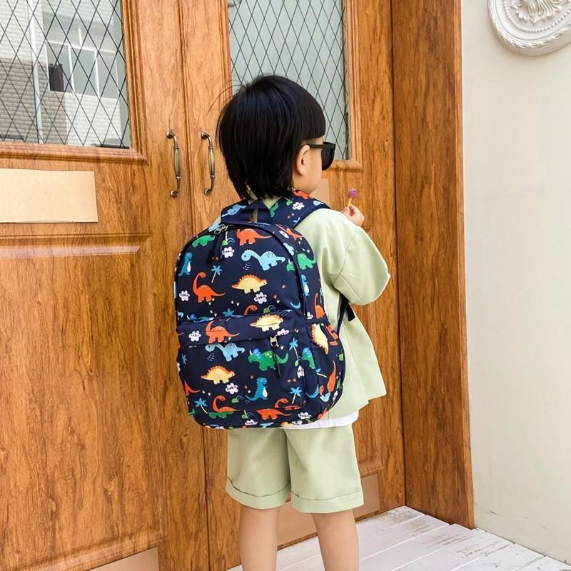Cute Dinosaur Print Children's Backpack Breathable Lightweight Nylon School Bag