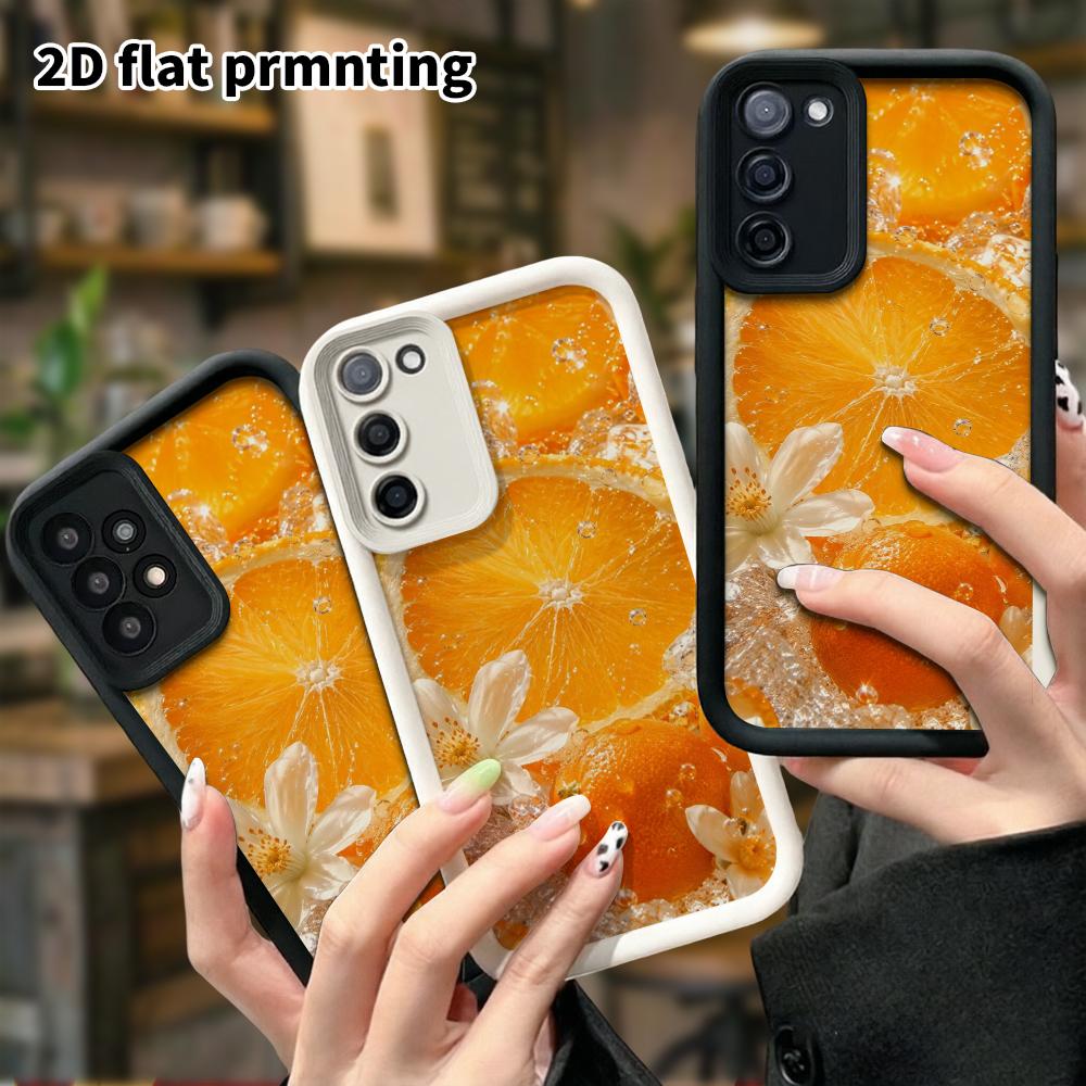Phone Case: 2D Flat Samsung Galaxy A34 A35 M05 M06 S20 S22 S21 FE Plus 5G Layered Protective Case, Cool Orange Citrus, Christmas and Halloween Gifts