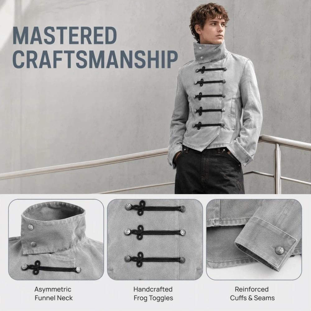 Giacca Corta Stile Napoleon Slim Fit Cappotto con Collo Rialzato Moda Cappotto Stile Corte Ottenuto