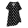 Women's Fashion Casual V-neck Short-sleeve Button Check, Tie-dye, Polka Dot Print Dress