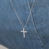 (Argent 925) Collier Long avec Pendentif Croix Claire NZ2487