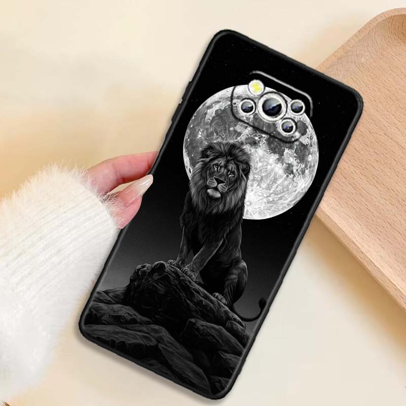 Lion Bear Cat Cool For Xiaomi Mi Poco F3 F4 F5 F6 X3 X4 X5 X6 X7 M3 M4 M5 M6 M7 GT Pro 5G Black Phone Case