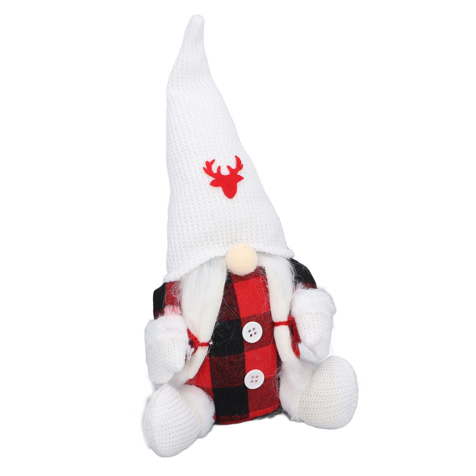 

Xmas Gnome Doll Cute Cloth Santa Gnome in Red Black Plaid Clothing Xmas Decoration Type 2