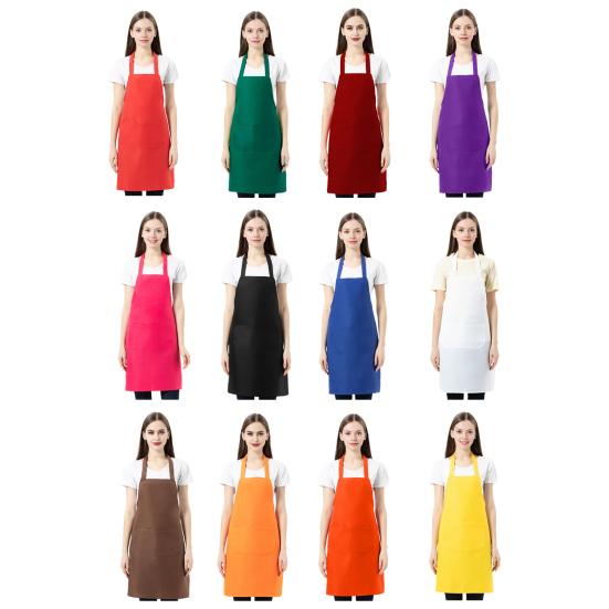 Kitchen Apron Wrinkle Resistant Adjustable Straps Back Lace Apron with Large Front Pocket Cooking BBQ Waiter Chef Aprons for Home Restaurant Cafe Use