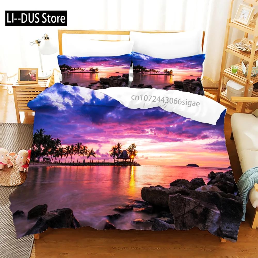 Summer Bedding 3d Printed Set Fashion Kids Adults Duvet Cover Set Pillowcase Cute Funny Bedclothes Blue Home Textile