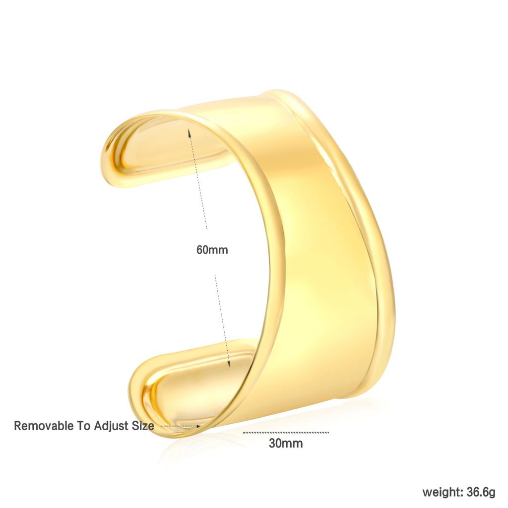 Vintage Geometric Open Cuff Bracelet Fashionable Personalized Jewelry High-End Gold Tone Bangle