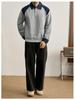 Men's Loose-Fit Lapel Patchwork Hoodie Polo Shirt - Edgy Autumn Long-Sleeve Top