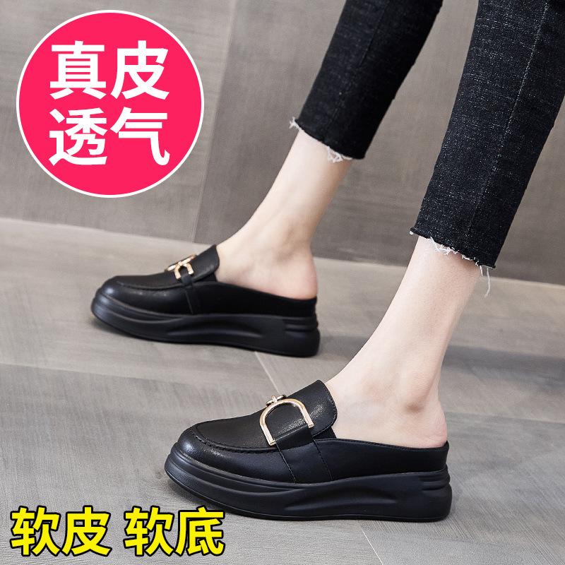 

Летние новые шлепанцы на платформе, женские сандалии из кожи, женские 39 чёрный