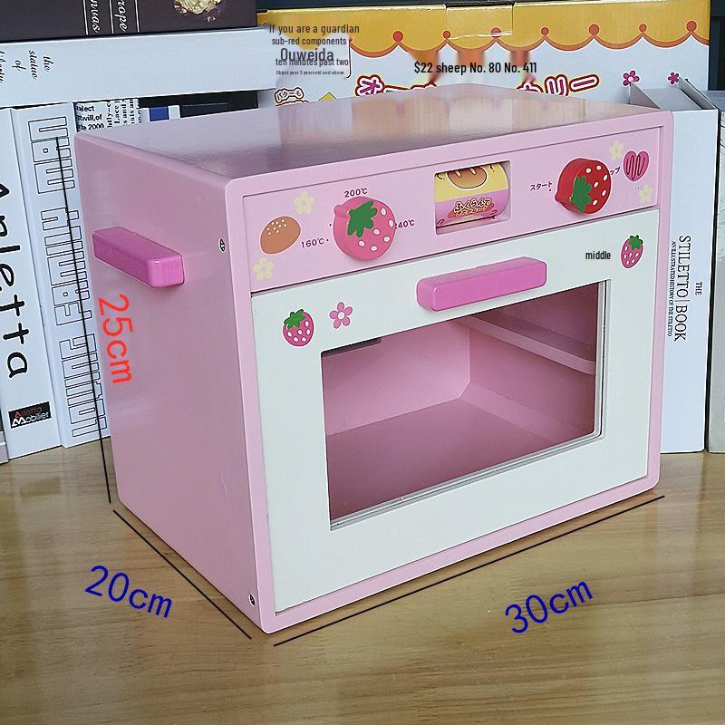 Kids' Strawberry Wood Toy Microwave & Toaster Set: Pretend Play Kitchen Gift