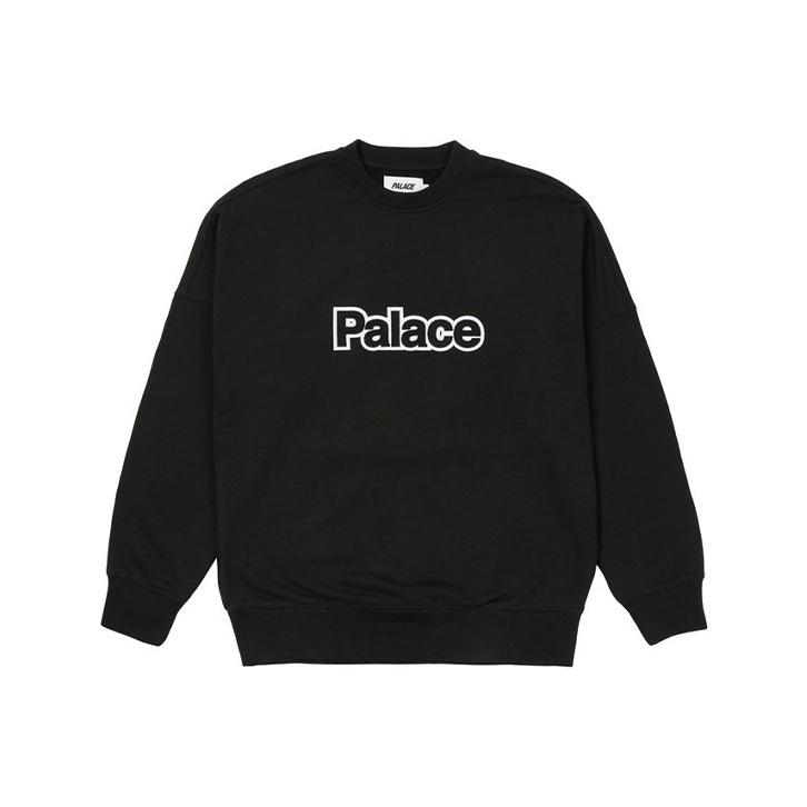 Palace FW21 Word Logo Print Crew Neck Sweatshirt Unisex Tops Black P20CS016