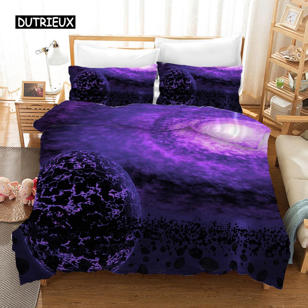 Starry Sky Duvet Cover Set Microfiber Outer Space Theme Comforter Cover Teens Boys Quilt Cover 3D Starry Sky Series Bedding Set