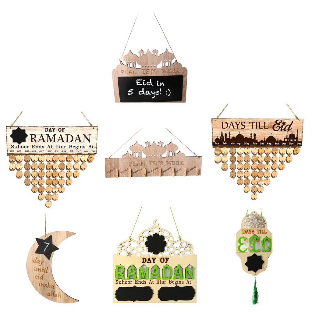 Wooden Ramadan Countdown Calendar Eid Festival Party Background for Party Decorations Accessory