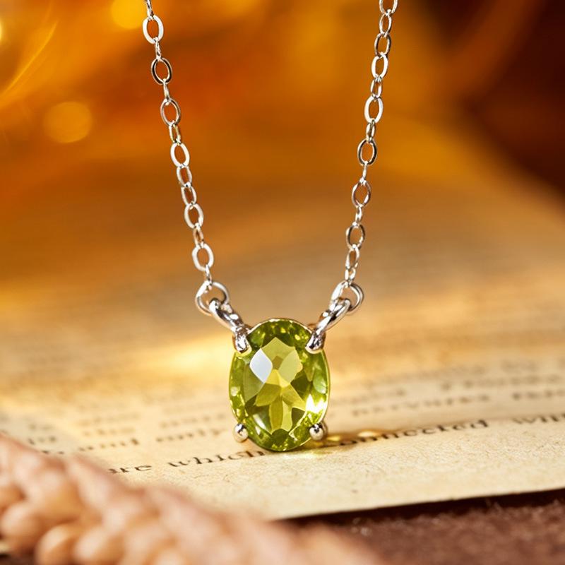 S925 Sterling Silver Clavicle Chain with Multi-Color Gemstone Pendant for Women
